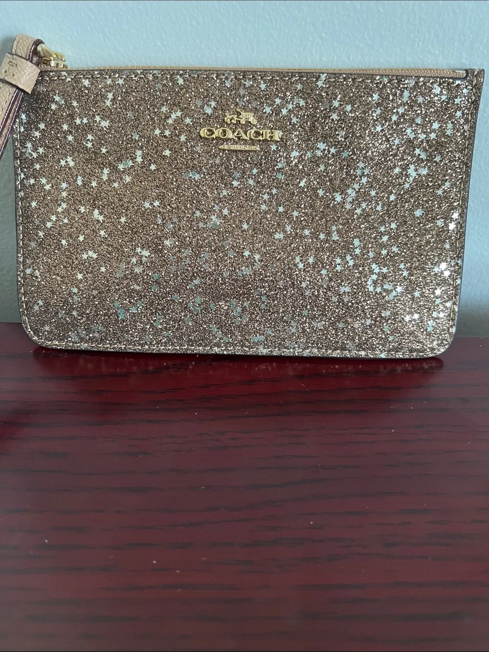 Coach Gold Glitter Star Wristlet